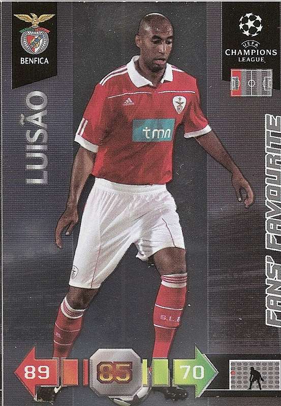 LUISAO - PANINI `CHAMPIONS LEAGUE` 2010/2011 - FOIL `FANS FAVOURITE` TRADING CARD