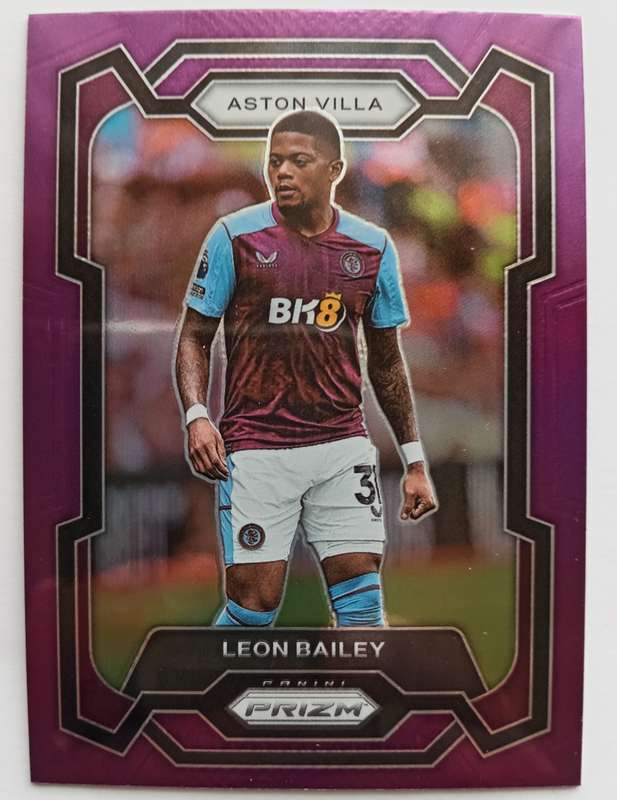LEON BAILEY (Aston Villa) - PANINI PRIZM EPL 2023/24 - PURPLE MOJO PRIZM TRADING CARD 110