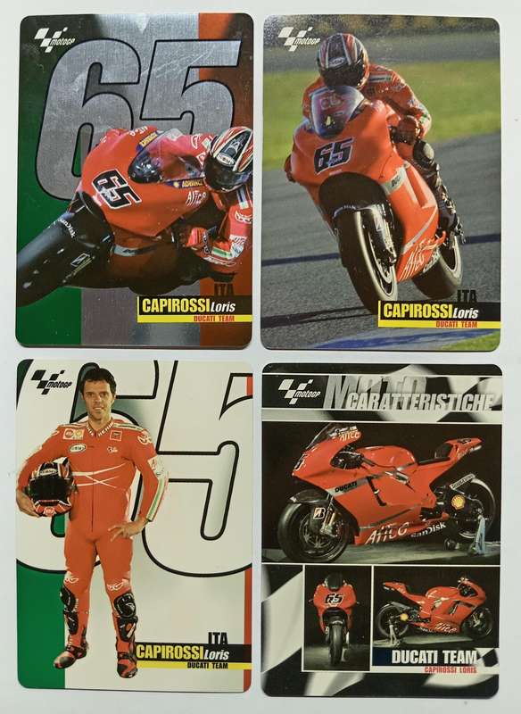 LORIS CAPIROSSI - MOTO GP 07 `PREZIOSI COLLECTION`  - RARE LOT of 4 FOIL TRADING CARDS