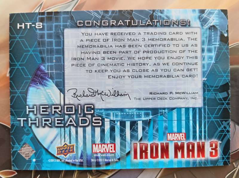 IRONMAN 3 - `2013 the MOVIE` - THE MANDARIN `RARE HEROIC THREADS ` TRADING CARD HT8