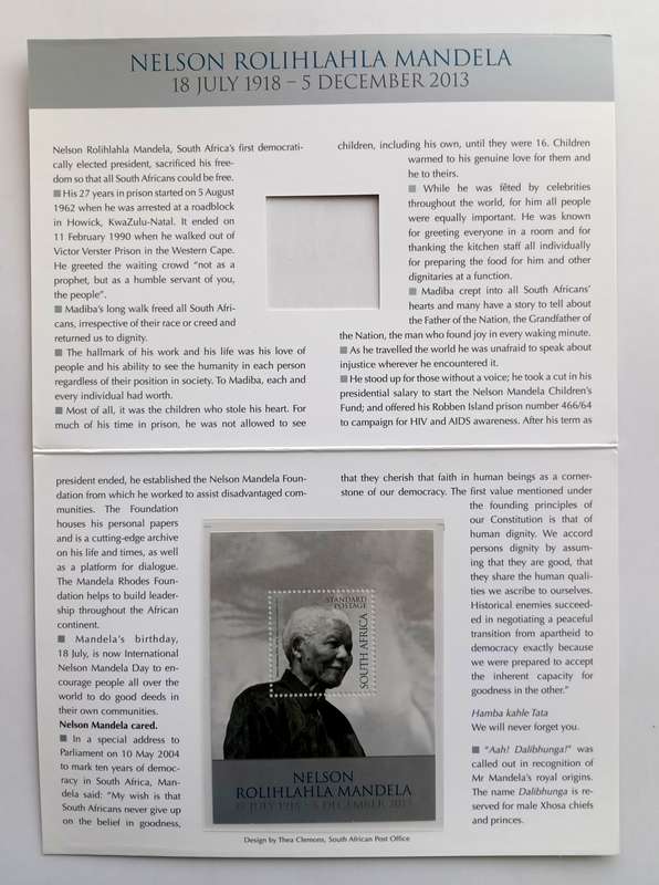 NELSON MANDELA - 2014 MANDELA Foundation Commemorative Life Stamp Folder 00059