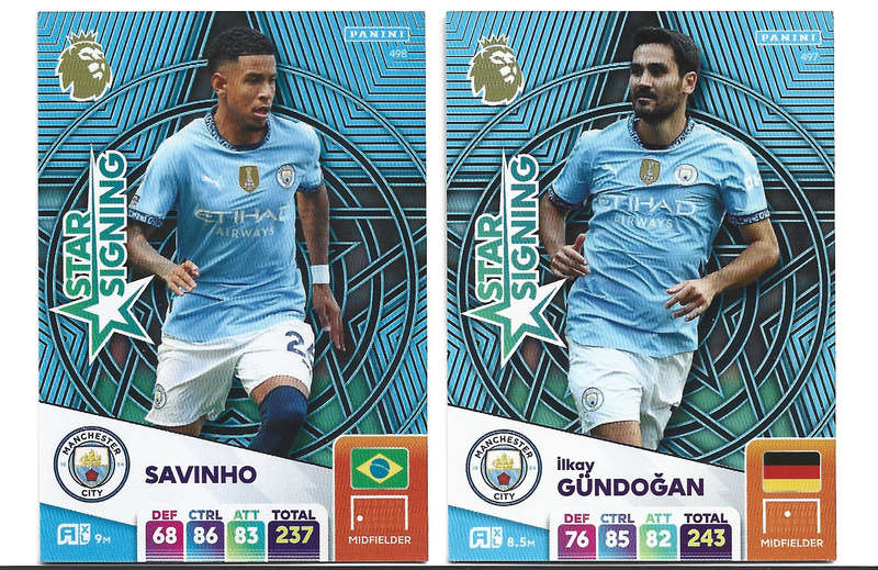 MANCHESTER CITY  - PANINI Eng/Premier League 2025 - COMPLETE SET of 2 "STAR SIGNING" CARDS