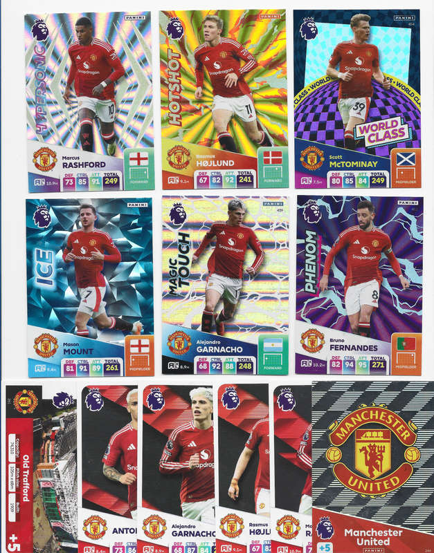 MANCHESTER UNITED FC  - PANINI Adrenalyn E. Premier League 2024/25 - TEAM lot of 24 Trading Cards