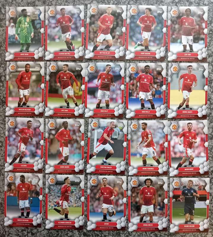 MANCHESTER UNITED - TOPPS EPL CLUB FOOTBALL 2025 COLLECTION - COMPLETE 20 BASE TRADING CARD SET