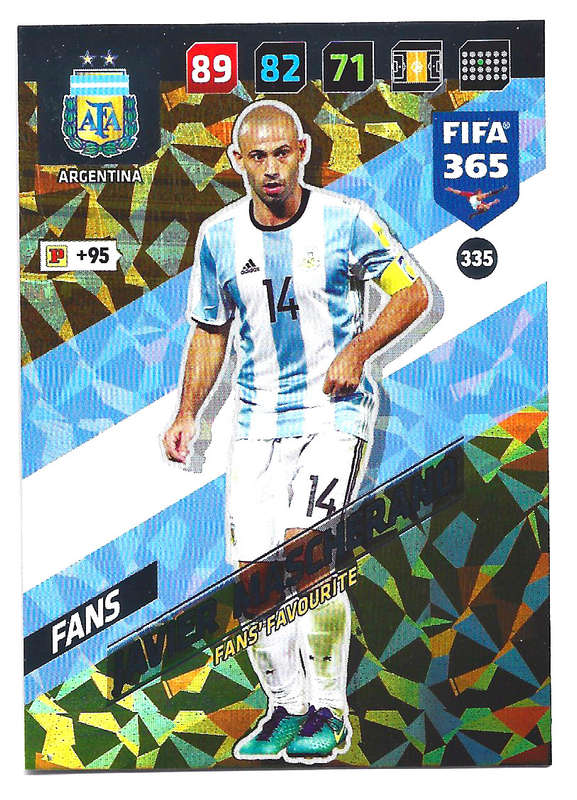 JAVIER MASCH (Argentina)- PANINI `FIFA 365 2018` COLLECTION - FOIL `FANS FAVOURITE` TRADING CARD 335