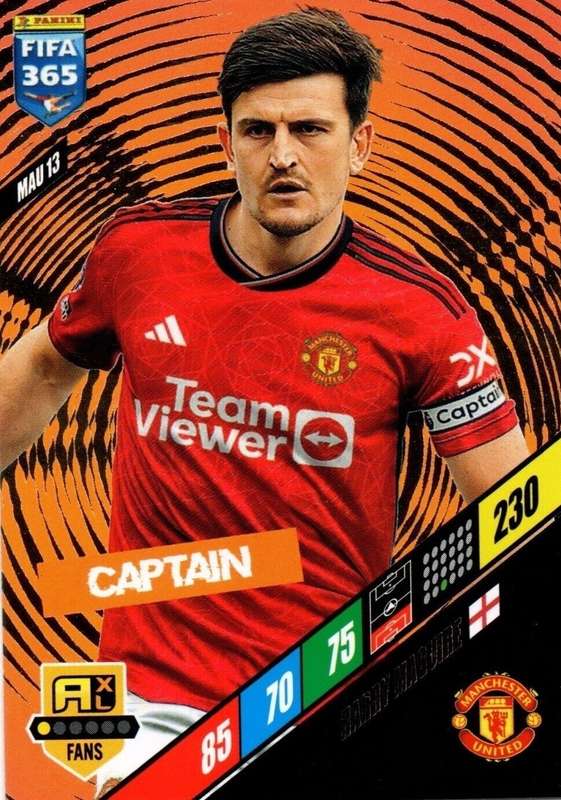 HARRY MAGUIRE - PANINI `FIFA 365 COLLECTION` 2024 - `CAPTAIN` FOIL TRADING CARD MAU13