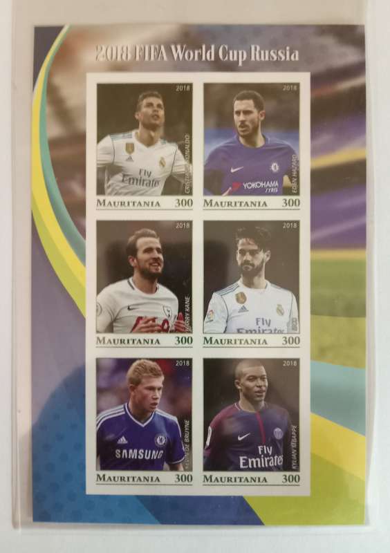 MAURITANIA - FIFA WORLD CUP RUSSIA 2018 STAMP SHEET - SET of 2 Miniature Stamp Sheets - Imperforated