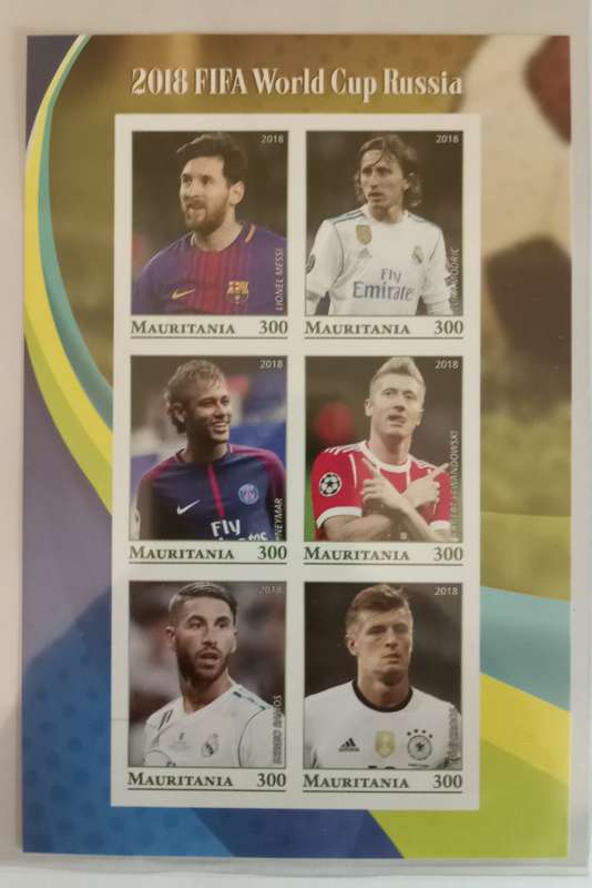 MAURITANIA - FIFA WORLD CUP RUSSIA 2018 STAMP SHEET - SET of 2 Miniature Stamp Sheets - Imperforated