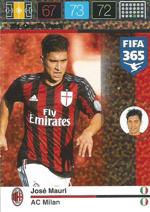 JOSE MAURI - PANINI "FIFA 365" 2016 COLLECTION - FOIL "ONE to WATCH" TRADING CARD 204