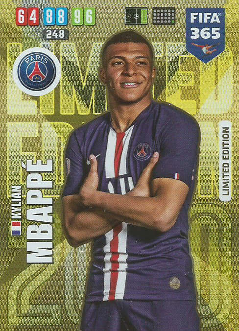 KILIAN MBAPPE - PANINI `FIFA 365 COLLECTION` 2020 - GOLD FOIL LIMITED EDITION TRADING CARD