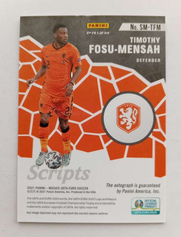 TIMOTHY FOSU MENSAH (Netherlands) - PANINI MOSAIC EURO 2020  - CERTIFIED AUTOGRAPH TRADING CARD