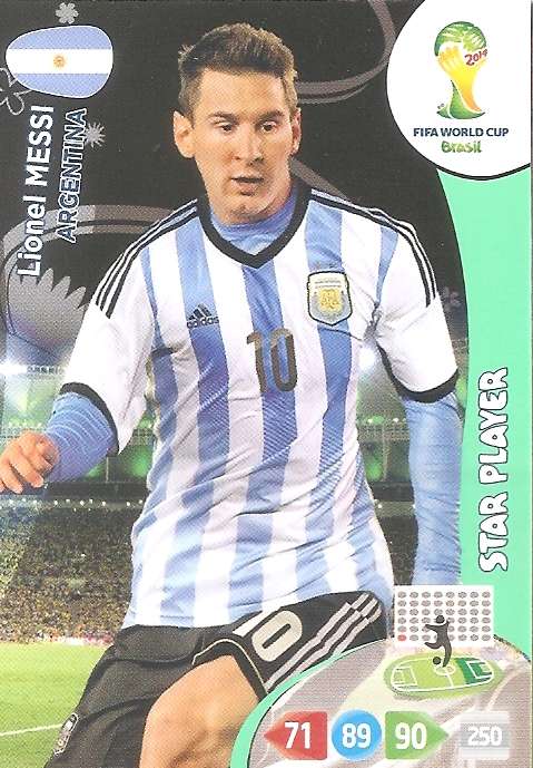 LIONEL MESSI - PANINI FIFA WORLD CUP 2014 COLLECTION - "STAR PLAYER" TRADING CARD