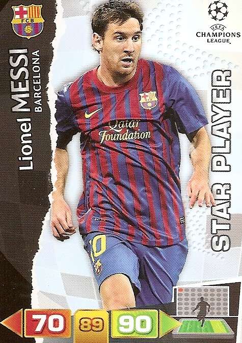 LIONEL MESSI - PANINI UEFA CHAMPIONS LEAGUE  2011/2012 - `STAR PLAYER` TRADING CARD