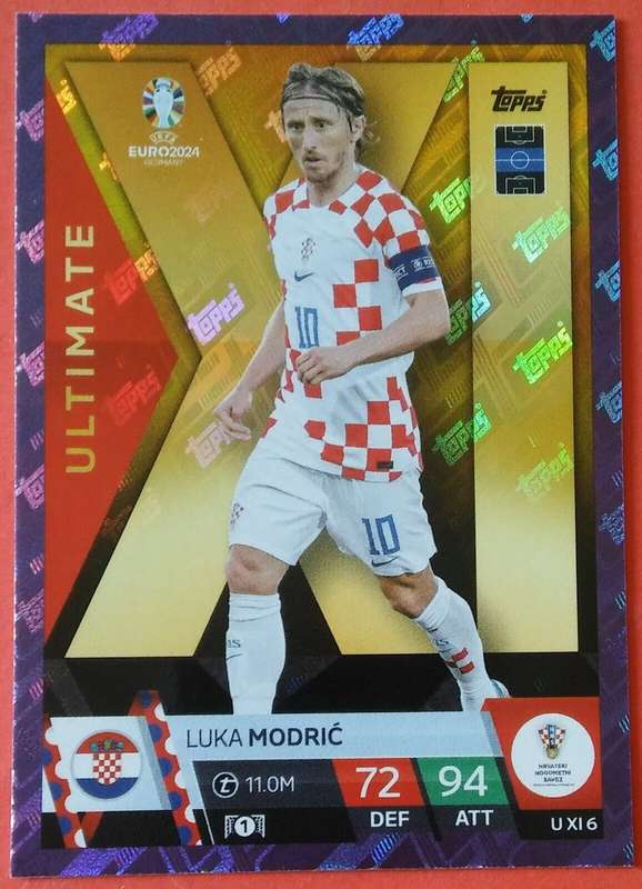 LUKA MODRIC - Topps `UEFA EURO 2024` Collection - PURPLE PARALLEL `ULTIMATE` Trading Card XI 6
