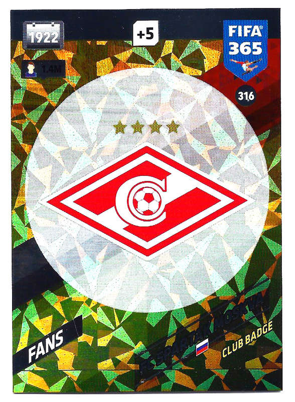 SPARTAK MOSKVA - PANINI `FIFA 365 2018` COLLECTION - FOIL `CLUB BADGE` TRADING CARD 316