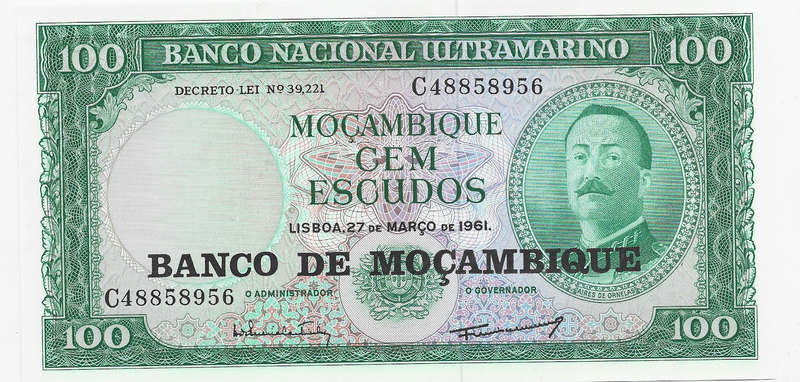 BANK of MOZAMBIQUE  - 100 ESCUDOS BANK NOTE 1961 - NOTE in UNC. CONDITION AO
