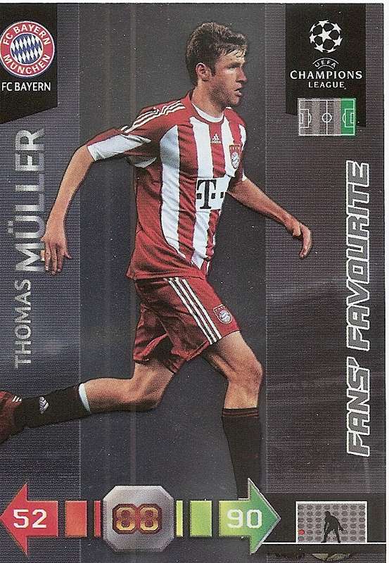 THOMAS MULLER - PANINI `CHAMPIONS LEAGUE` 2010/2011 - FOIL `FANS FAVOURITE` TRADING CARD