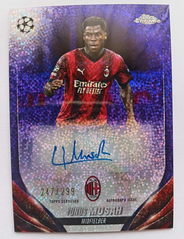 YUNUS MUSAH (AC Milan) - TOPPS CHROME C/LEAGUE 2024 - CERTIFIED AUTOGRAPH TRADING CARD 247 of 299