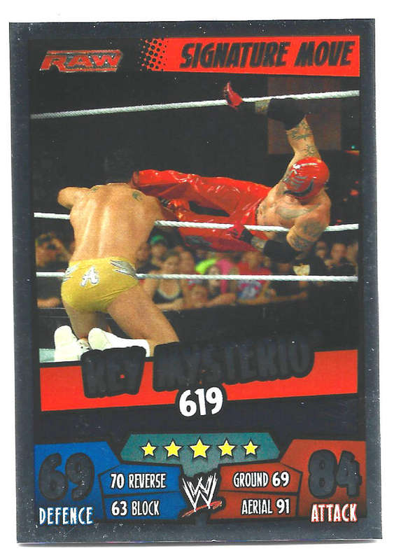 REY MYSTERIO - TOPPS WWE SLAM ATTAX RUMBLE 2012/13 - FOIL `FINNISH MOVE` TRADING CARD