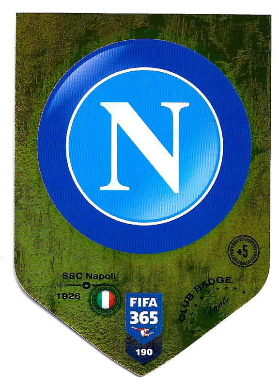 NAPOLI - PANINI FIFA 365 2019 COLLECTION - DIE CUT FOIL `CLUB BADGE` TRADING CARD 190