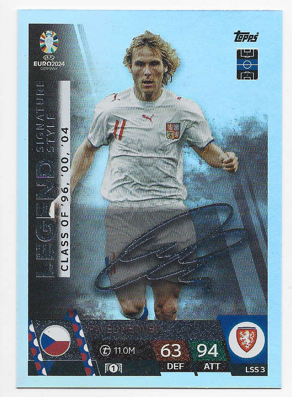 PAVEL NEDVED - Topps `UEFA EURO 2024` Collection - LEGEND `SIGNATURE` Trading Card LSS03