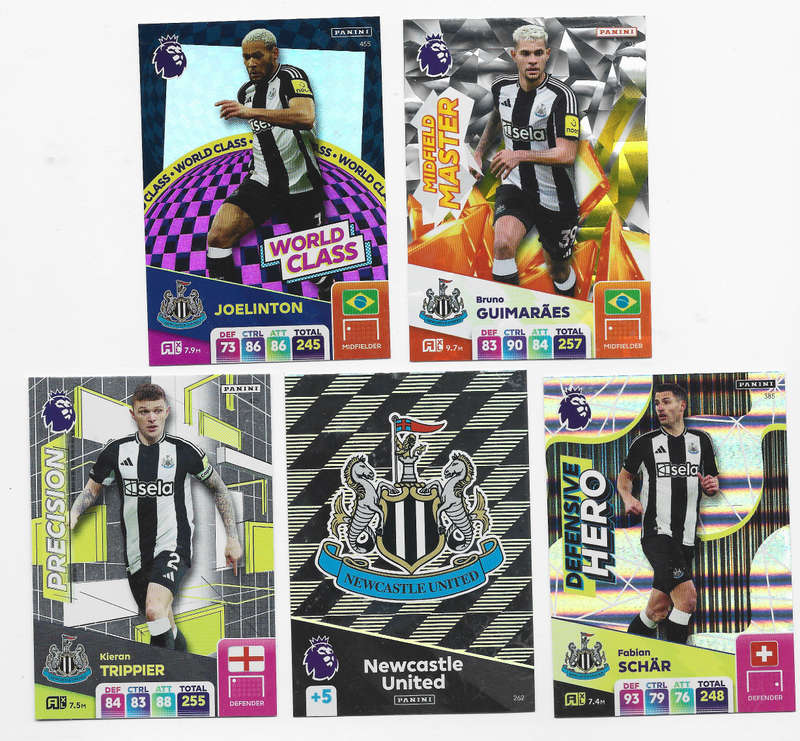 NEWCASTLE UNITED  - PANINI English Premier League 2024/25 - COMPLETE TEAM SET of 22 CARDS