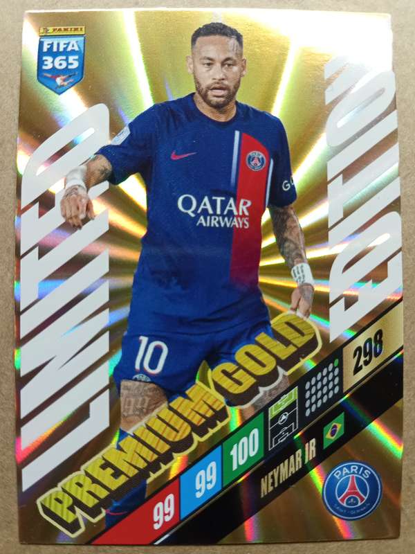 NEYMAR Jr - PANINI `FIFA 365` 2024 COLLECTION - PREMIUM GOLD `LIMITED EDITION` TRADING CARD