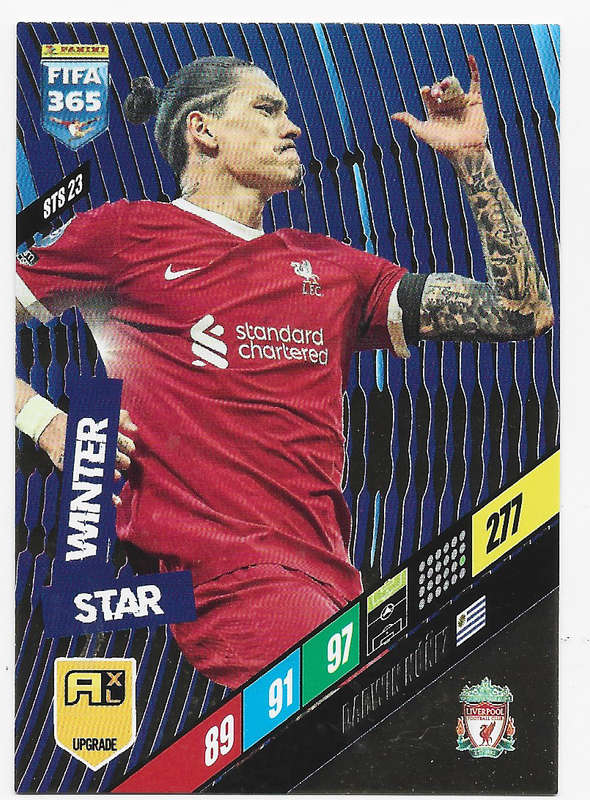 DARWIN NUNEZ - PANINI `FIFA 365 COLLECTION` 2024 UPDATES - `WINTER STAR" TRADING CARD STS23