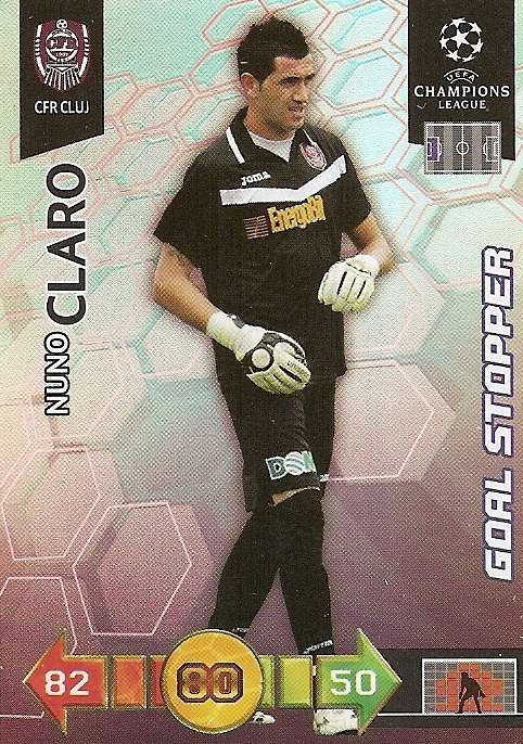 NUNO CLARO - PANINI `CHAMPIONS LEAGUE` 2010/2011 - FOIL `GOAL STOPPER` TRADING CARD
