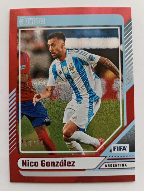 NICO GONZALEZ (Argentina) - PANINI DONRUSS SOCCER 2024 - RED MOJO TRADINF CARD  61 of 99