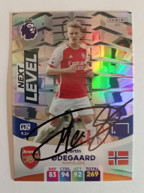 MARTIN ODEGAARD (Arsenal) - PANINI E. PREMIER LEAGUE 2023/24 -  Personally `SIGNED` TRADING CARD
