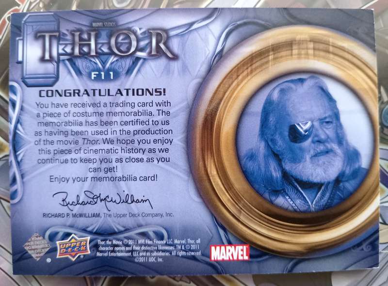 ODIN -  UPPER DECK "THOR the Movie 2011" - RARE AUTHENTIC "MEMORABILIA` TRADING CARD F11