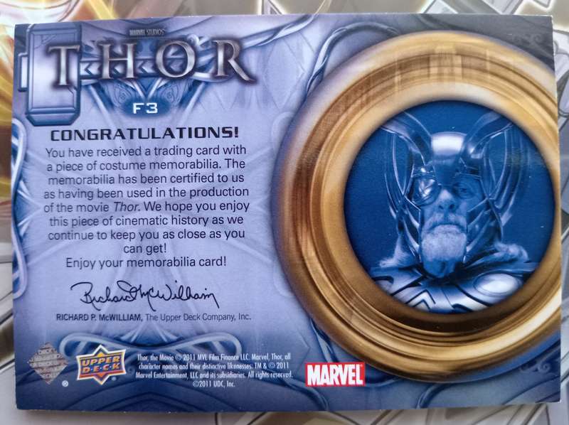 ODIN - UPPER DECK "THOR the Movie 2011" - RARE AUTHENTIC "MEMORABILIA" TRADING CARD F3