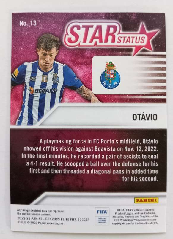 OTAVIO (FC Porto) - PANINI DONRUSS ELITE FIFA SOCCER 2023 - PINK STAR STATUS TRADING CARD 13