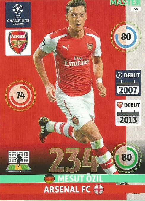 MESUT OZIL (Arsenal)  - PANINI  CHAMPIONS LEAGUE  2014/15 COLLECTION - "MASTER" TRADING CARD 54