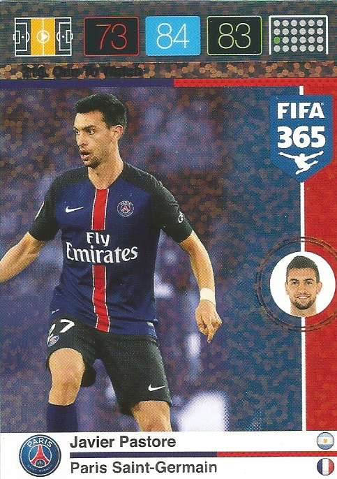 AVIER PASTORE - PANINI "FIFA 365" 2016 COLLECTION - FOIL "ONE to WATCH" TRADING CARD 216