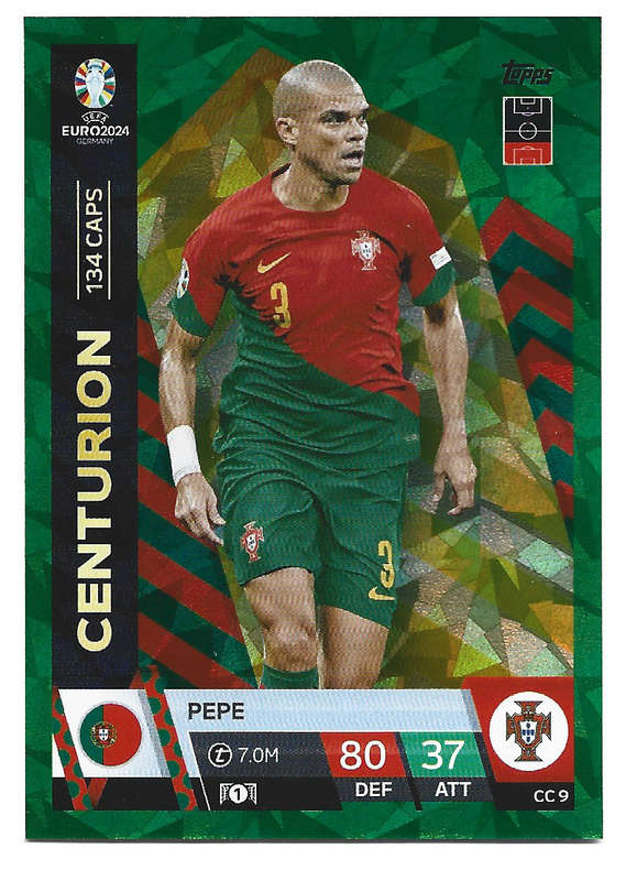 PEPE - Topps `UEFA EURO 2024` Collection -  EMERALD PARALLEL`CENTURION` Trading Card CC9