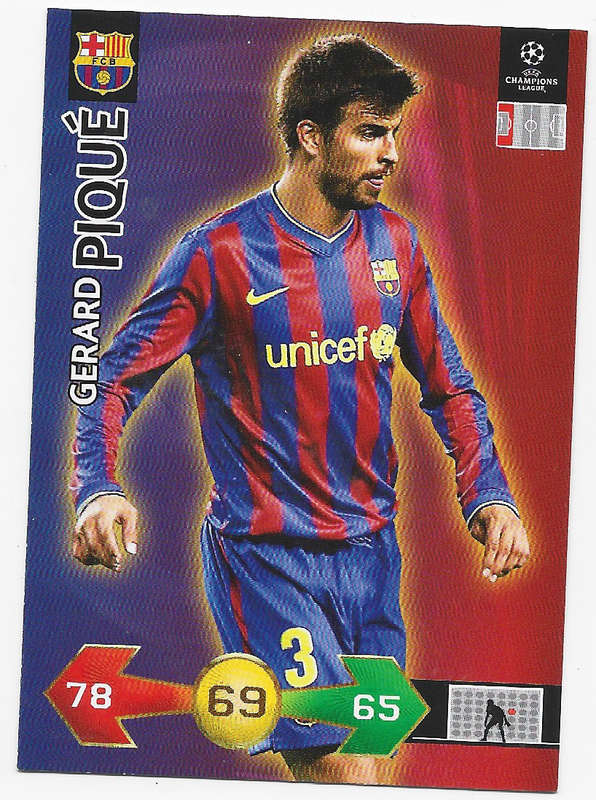 GERARD PIQUE (Barcelona) - PANINI CHAMPIONS LEAGUE `S/STRIKES` 2009/10 - `BASE` TRADING CARD