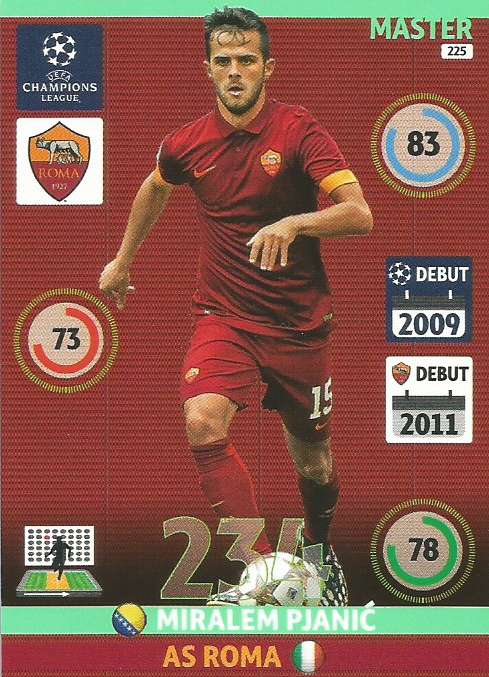 MIRALEM PJANIC - PANINI  CHAMPIONS LEAGUE  2014/15 COLLECTION - "MASTER" TRADING CARD 225