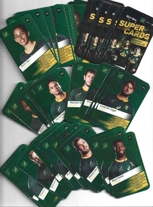 RUGBY WORLD CUP 2019 P&P COLLECTION - COMPLETE 72 CARD COLLECTION - NO ALBUM
