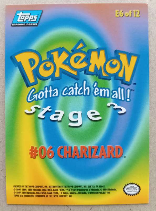 CHARIZARD - TOPPS POKEMON MOVIE EDITION 2000 - RARE STAGE 3 INSERT TRADING CARD E6 of 12
