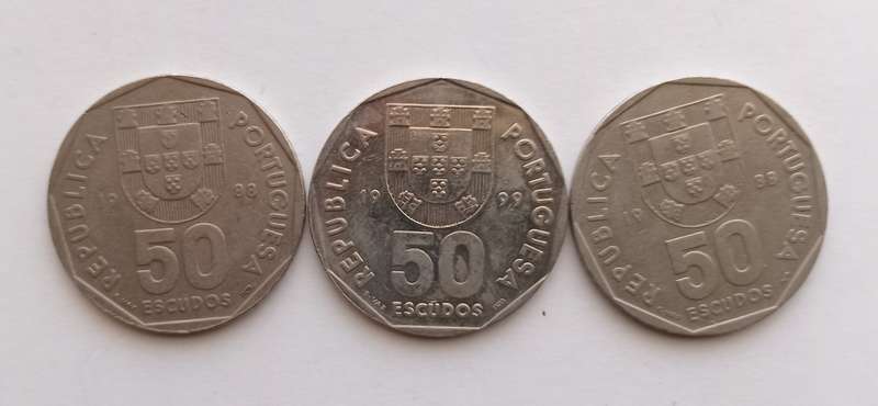 PORTUGAL - LOT of 3 50 Escudos Coins - Various years - Fine Condition