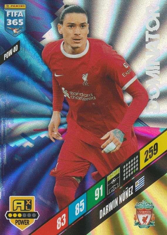 DARWIN NUNEZ - PANINI `FIFA 365 COLLECTION` 2024 - `DOMINATOR` FOIL TRADING CARD POW40