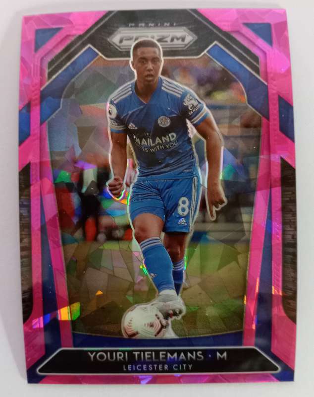 YOURI TIELMANS (Leicester) - PANINI P/League PRIZM 2021 -  `PINK CRACKED ICE` TRADING CARD 127
