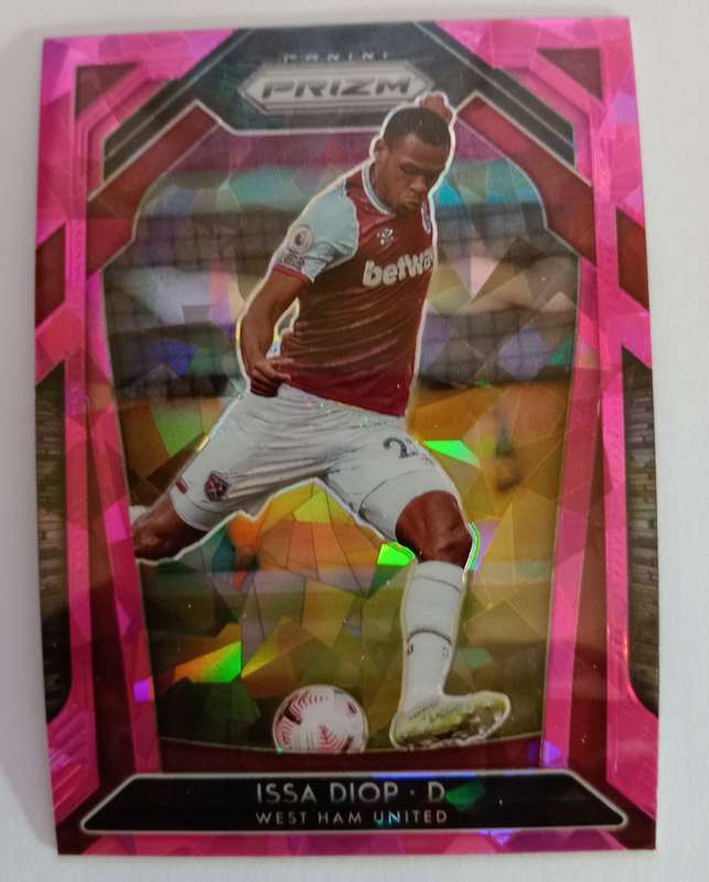 ISSA DIOP (West Ham) - PANINI P/League PRIZM 2021 - `PINK CRACKED ICE` TRADING CARD 183