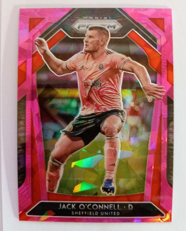 JACK O'CONNELL ( Sheffield) - PANINI P/League PRIZM 2021 - `PINK CRACKED ICE` TRADING CARD 18