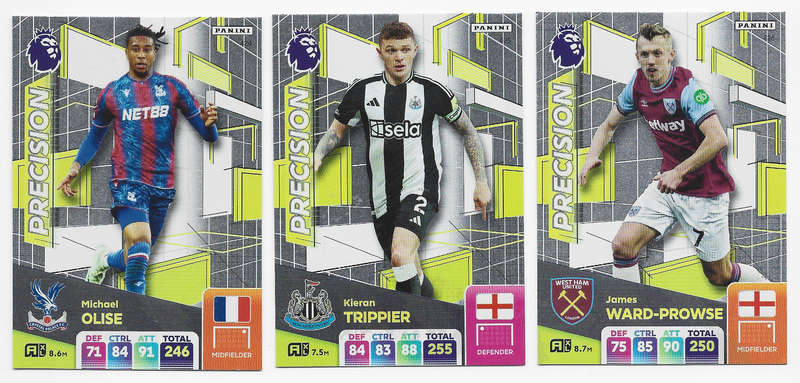 PANINI English Premier League 2024/25 - COMPLETE SET of 3 FOIL "PRECISSION" TRADING CARDS