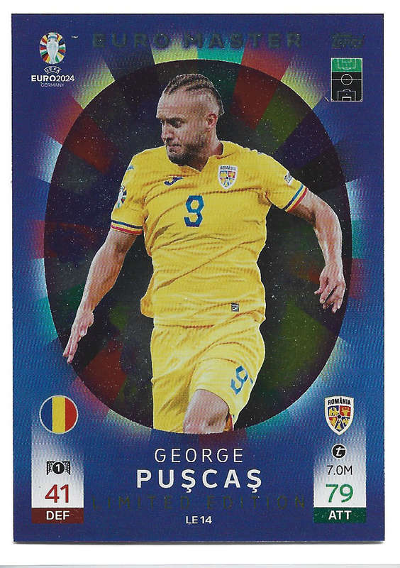 GEORGE PUSCAS - Topps `UEFA EURO 2024` Collection - EURO MASTER "LIMITED EDITION" TRADING CARD