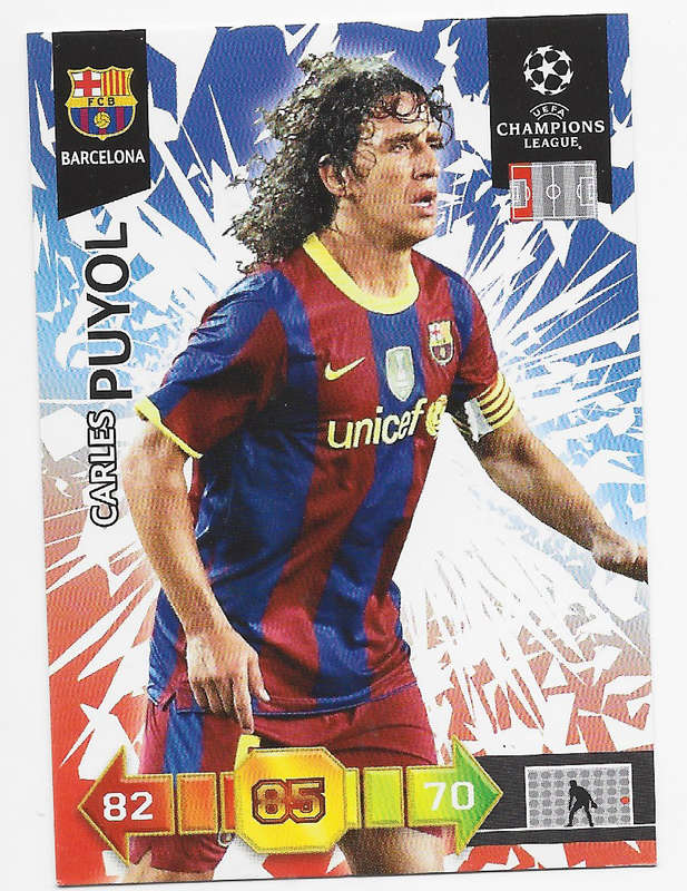 CARLES PUYOL (Barcelona) - PANINI `CHAMPIONS LEAGUE` 2010/11 - `BASE` TRADING CARD