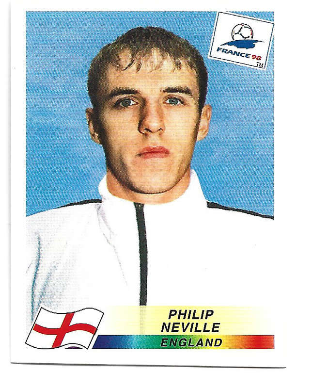 PHIL NEVILLE - PANINI FIFA WORLD CUP 1998 FRANCE - ULTRA RARE STICKER 469